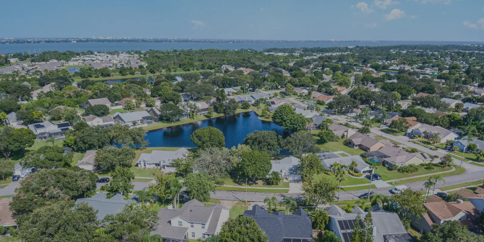 Aerial view of a Brevard County neighborhood beside the river